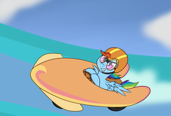 Size: 1544x1050 | Tagged: safe, artist:zogzor, rainbow dash, g4, the cart before the ponies, cart, filly, filly rainbow dash, goggles, helmet, newbie artist training grounds, racing