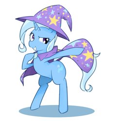 Size: 2010x2085 | Tagged: safe, artist:akainu_pony, trixie, pony, g4, bipedal, female, grin, high res, simple background, smiling, solo