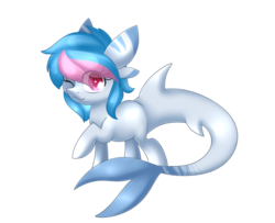 Size: 2801x2277 | Tagged: safe, artist:scarlet-spectrum, oc, oc only, oc:shark bait, original species, shark pony, commission, cute, high res, looking at you, one eye closed, raised hoof, simple background, solo, transparent, transparent background, wink