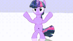 Size: 640x360 | Tagged: safe, fluttershy, pinkie pie, rainbow dash, rarity, twilight sparkle, earth pony, pegasus, pony, unicorn, g4, 3d, animated, dancing, eyes closed, female, gif, mare, mmd, not salmon, on back, smiling, spread wings, unicorn twilight, wat, wings