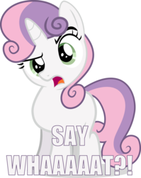 Size: 3000x3762 | Tagged: safe, sweetie belle, crusaders of the lost mark, g4, female, high res, image macro, meme, say what, simple background, solo, transparent background, vector