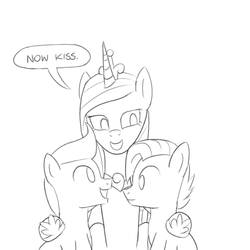 Size: 600x600 | Tagged: safe, artist:unsavorydom, princess cadance, g4, gay, implied anon, implied transformation, lineart, male, monochrome, now kiss, princess of shipping, shipper on deck, shipping