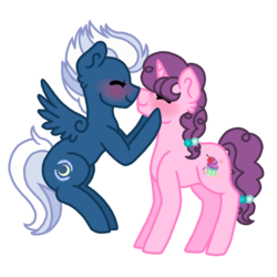 Size: 2048x2048 | Tagged: safe, artist:ivybrush, night glider, sugar belle, pony, g4, blushing, female, high res, lesbian, mare, ship:sugarglider, shipping