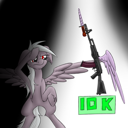 Size: 2000x2000 | Tagged: safe, artist:steel-breeze, oc, oc only, pegasus, pony, ak-74m, alicorn wings, high res, horn, wat