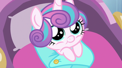Size: 1280x720 | Tagged: safe, screencap, princess flurry heart, pony, g4, the times they are a changeling, adorable face, baby, baby blanket, baby pony, cuddly, cute, cuteness overload, cutest pony alive, cutest pony ever, daaaaaaaaaaaw, female, flurrybetes, hnnng, safety pin, smiling, snug, solo, weapons-grade cute