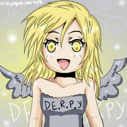 Size: 512x512 | Tagged: safe, artist:kyogurt-star459, derpy hooves, human, g4, female, humanized, solo, winged humanization