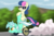 Size: 3316x2160 | Tagged: safe, artist:pirill, bon bon, lyra heartstrings, sweetie drops, g4, backbend, best friends, billy herrington, bon bon riding lyra, duo, fluffy, gachimuchi, high res, hoof hold, newbie artist training grounds, ponies riding ponies, riding, standing, sunglasses, ultimate muscle roller legend, vehicle, wat