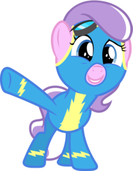 Size: 6419x8278 | Tagged: safe, artist:baronbronie, diamond tiara, earth pony, pony, g4, absurd resolution, clothes, female, filly, foal, goggles, missing accessory, simple background, solo, transparent background, vector, waving, wonderbolts uniform