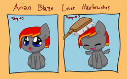 Size: 2000x1250 | Tagged: safe, artist:vitalspark, oc, oc only, oc:arian blaze, hairbrush, solo