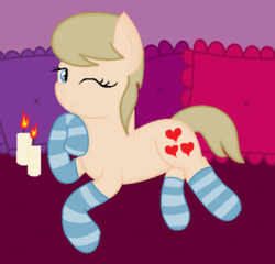 Size: 600x576 | Tagged: safe, artist:bubbly-storm, oc, oc only, oc:vital sparkle, clothes, socks, solo, striped socks