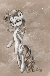 Size: 1000x1500 | Tagged: safe, artist:yuntaoxd, rarity, pony, g4, bipedal, female, monochrome, solo