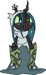 Size: 1024x1650 | Tagged: safe, artist:forced-enjoyment, queen chrysalis, changeling, changeling larva, changeling queen, nymph, g4, the times they are a changeling, cute, cutealis, female, larva, simple background, solo, transparent background