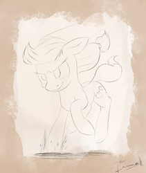 Size: 1120x1329 | Tagged: safe, artist:insanerobocat, applejack, earth pony, pony, g4, female, monochrome, newbie artist training grounds, sketch, solo