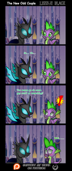 Size: 1024x2415 | Tagged: safe, artist:lennonblack, spike, thorax, changeling, dragon, g4, the times they are a changeling, and then spike was gay, blushing, comic, gay, male, patreon, patreon logo, ship:thoraxspike, shipping, smiling