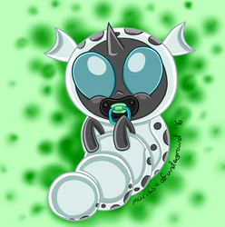 Size: 1096x1107 | Tagged: safe, artist:marissaofunderground, thorax, changeling, changeling larva, g4, the times they are a changeling, baby, cute, cuteling, grub, larva, male, newbie artist training grounds, pacifier, solo