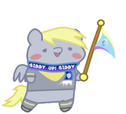 Size: 477x434 | Tagged: safe, artist:omegaozone, derpibooru exclusive, derpy hooves, pegasus, pony, g4, 4chan cup, 4chan cup scarf, animated, clothes, female, gif, mare, pony parade, safest hooves, scarf, simple background, transparent background