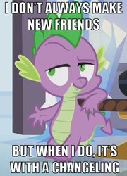 Size: 487x678 | Tagged: safe, screencap, spike, g4, the times they are a changeling, i dont always x, male, meme, solo