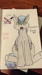 Size: 1024x1820 | Tagged: safe, artist:princessscarredheart, oc, oc only, oc:silver bite, vampire, hungry, male, solo, traditional art