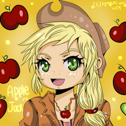 Size: 512x512 | Tagged: safe, artist:kyogurt-star459, applejack, human, g4, female, humanized, solo