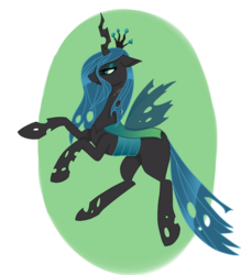Size: 630x720 | Tagged: safe, artist:pinkiecitrine, queen chrysalis, changeling, changeling queen, g4, crown, female, jewelry, rearing, regalia, solo