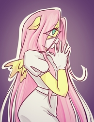 Size: 1092x1405 | Tagged: safe, artist:kyotoxart, fluttershy, anthro, g4, clothes, female, floppy ears, flutternurse, gloves, latex, latex gloves, mask, nurse outfit, rubber gloves, solo, surgical mask
