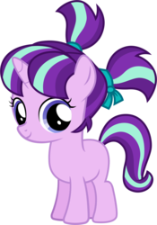 Size: 3000x4276 | Tagged: safe, artist:nsmah, starlight glimmer, pony, unicorn, g4, cute, female, filly, filly starlight glimmer, flash puppet, glimmerbetes, high res, looking at you, pigtails, simple background, smiling, solo, transparent background, vector