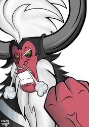 Size: 1024x1456 | Tagged: safe, artist:infinito1996, lord tirek, g4, angry, bust, cross-popping veins, fist, gritted teeth, male, portrait, simple background, solo, white background