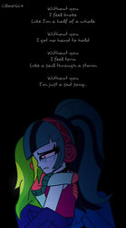 Size: 1350x2432 | Tagged: safe, artist:php198, lemon zest, sonata dusk, equestria girls, g4, clothes, crying, emotional, female, hug, lemonata, lesbian, shipping, text