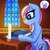 Size: 1086x1080 | Tagged: safe, artist:evescintilla, oc, oc only, oc:eve scintilla, earth pony, pony, bipedal, book, candle, glasses, russian, table