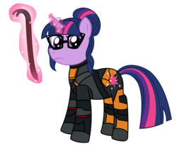 Size: 1457x1203 | Tagged: safe, artist:sketchmcreations, sci-twi, twilight sparkle, pony, unicorn, equestria girls, g4, crossover, crowbar, equestria girls ponified, gordon freeman, half-life, half-life 2, hev suit, inkscape, magic, ponified, simple background, telekinesis, transparent background, unicorn sci-twi, vector