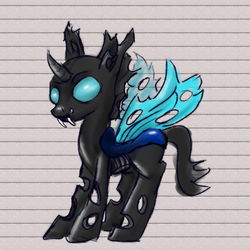 Size: 1176x1176 | Tagged: safe, artist:hippik, thorax, changeling, g4, the times they are a changeling, grin, lined paper, male, mixed media, smiling, solo