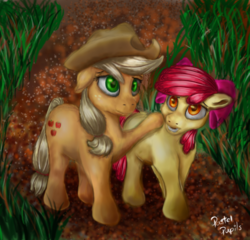 Size: 1600x1538 | Tagged: safe, artist:pastelpupils, apple bloom, applejack, g4, open mouth, sisters