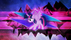 Size: 3840x2160 | Tagged: safe, artist:cloudy glow, artist:game-beatx14, twilight sparkle, alicorn, pony, g4, female, high res, mare, solo, spread wings, twilight sparkle (alicorn), vector, wallpaper, wings