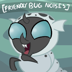 Size: 500x500 | Tagged: safe, artist:creepycurse, thorax, changeling, changeling larva, g4, the times they are a changeling, animated, cute, cute bug noises, descriptive noise, fangs, gif, grub, happy, hoofy-kicks, larva, male, meme, open mouth, smiling, solo, thorabetes