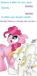 Size: 640x1300 | Tagged: safe, artist:gallantserver, pinkie pie, surprise, g4, dialogue, simple background, smile song, transparent background