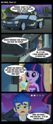 Size: 1288x3000 | Tagged: safe, artist:bredgroup, flash sentry, twilight sparkle, comic:eg rpg, equestria girls, g4, my little pony equestria girls, car, chevrolet camaro, comic, fall formal outfits, flash sentry's car, grand theft auto, screencap comic, twilight ball dress, twilight sparkle (alicorn)