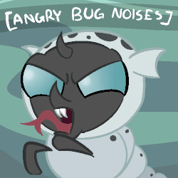 Size: 500x500 | Tagged: safe, artist:creepycurse, thorax, changeling, changeling larva, g4, the times they are a changeling, angry, angry horse noises, animated, blergh, descriptive noise, frown, gif, glare, grub, larva, male, meme, open mouth, solo, tongue out