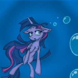 Size: 1024x1024 | Tagged: artist needed, safe, twilight sparkle, pony, g4, asphyxiation, bubble, colors:crowley, drowning, female, imminent death, mare, solo, underwater