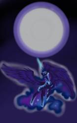 Size: 800x1280 | Tagged: safe, artist:thundersolar, nightmare moon, g4, female, flying, magic, moon, solo