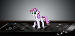 Size: 2887x1413 | Tagged: safe, artist:dkghost, sweetie belle, g4, cute, female, micro, open mouth, phone, smartphone, solo