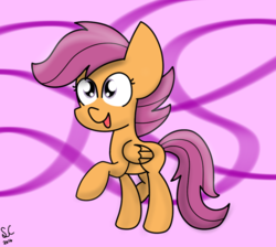 Size: 942x845 | Tagged: safe, artist:sugarcloud12, scootaloo, g4, female, open mouth, raised hoof, solo