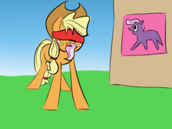 Size: 800x600 | Tagged: safe, artist:sallindaemon, applejack, g4, blindfold, female, pin the tail on the pony, solo