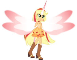 Size: 9399x7294 | Tagged: safe, artist:orin331, applejack, equestria girls, g4, absurd resolution, clothes, daydream shimmer, daydream-ified, dress, elf ears, female, high heel boots, old version, simple background, solo, transparent background, vector