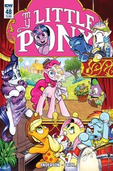 Size: 1054x1600 | Tagged: safe, artist:andypriceart, idw, applejack, fluttershy, pinkie pie, princess celestia, princess luna, rainbow dash, rarity, spike, twilight sparkle, dragon, earth pony, pegasus, pony, chaos theory (arc), g4, spoiler:comic, spoiler:comic48, accord (arc), andy you magnificent bastard, animal (muppet), cover, female, fozzie bear, gonzo, male, mane six, mare, miss piggy, parody, part the first: from chaos comes order, statler, statler and waldorf, the muppet show, the muppets, waldorf