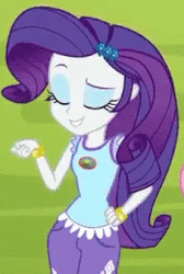 Size: 227x338 | Tagged: safe, screencap, rarity, equestria girls, g4, my little pony equestria girls: legend of everfree, animated, female, gif, hand on hip, lidded eyes, solo