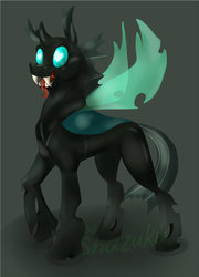 Size: 776x1080 | Tagged: safe, artist:shazuku, thorax, changeling, g4, the times they are a changeling, drool, male, smiling, solo, tongue out