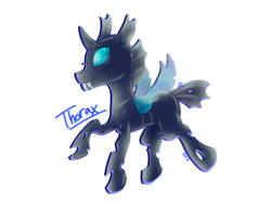 Size: 2048x1536 | Tagged: safe, artist:hueghost, thorax, changeling, g4, cute, fangs, male, profile, raised hoof, simple background, solo, thorabetes, transparent background