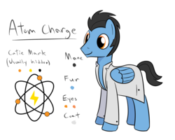 Size: 1000x800 | Tagged: safe, artist:mightyshockwave, oc, oc only, oc:atom charge, clothes, lab coat, reference sheet, scientist, solo