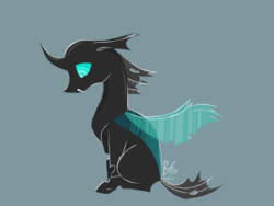 Size: 866x650 | Tagged: safe, artist:buttersflutterscotch, thorax, changeling, g4, the times they are a changeling, male, sad, sitting, solo