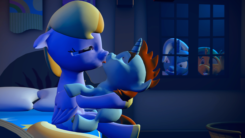 Straight Shotacon 3D Images  1232535 - safe, artist:cryotimberwolf, cloud kicker, snails, snips, trixie,  pony, unicorn, g4, 3d, female, french kiss, hoof polish, kissing, making  out, male, mare, nail polish, shipping, snipskicker, source filmmaker,  straight, straight shota -